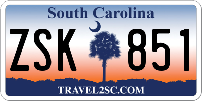 SC license plate ZSK851