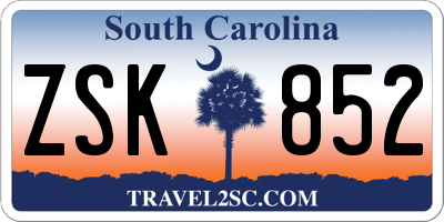 SC license plate ZSK852