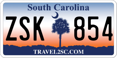 SC license plate ZSK854