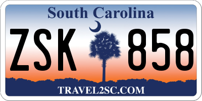 SC license plate ZSK858