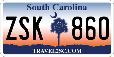SC license plate ZSK860