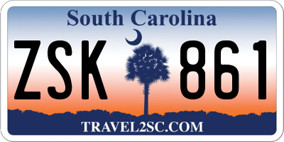SC license plate ZSK861