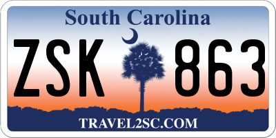 SC license plate ZSK863