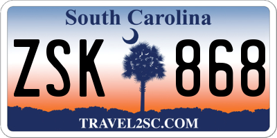 SC license plate ZSK868