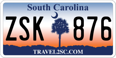 SC license plate ZSK876
