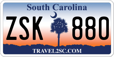 SC license plate ZSK880