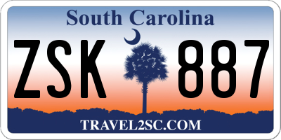 SC license plate ZSK887