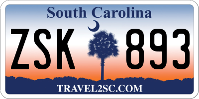 SC license plate ZSK893