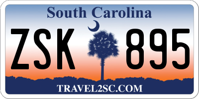 SC license plate ZSK895