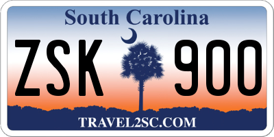 SC license plate ZSK900
