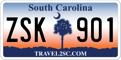 SC license plate ZSK901