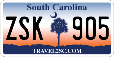 SC license plate ZSK905