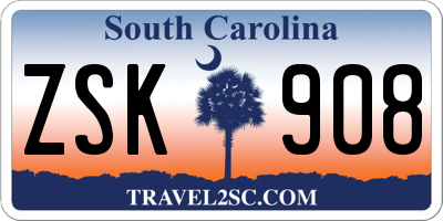 SC license plate ZSK908