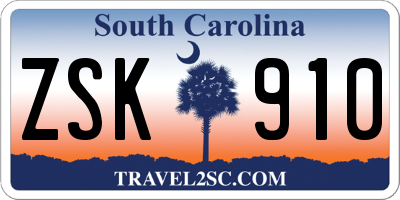 SC license plate ZSK910