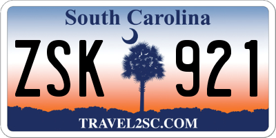 SC license plate ZSK921