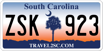 SC license plate ZSK923
