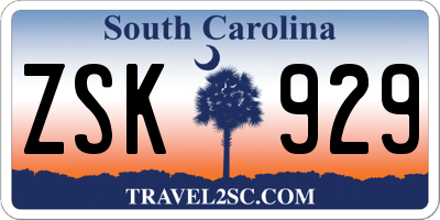 SC license plate ZSK929