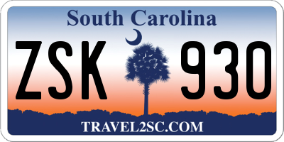 SC license plate ZSK930