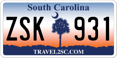 SC license plate ZSK931