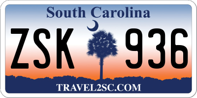 SC license plate ZSK936