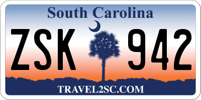 SC license plate ZSK942