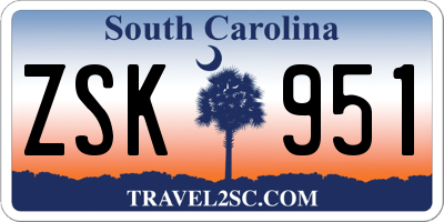 SC license plate ZSK951