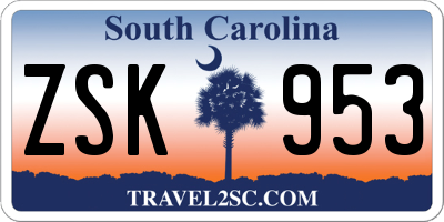 SC license plate ZSK953