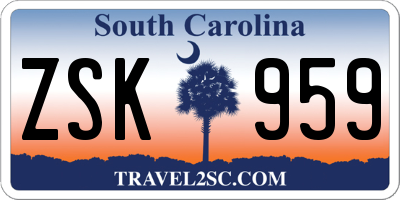 SC license plate ZSK959