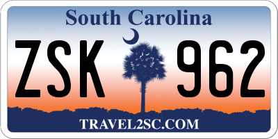 SC license plate ZSK962