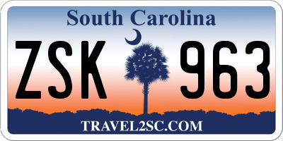 SC license plate ZSK963