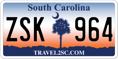 SC license plate ZSK964
