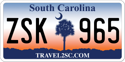 SC license plate ZSK965