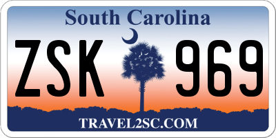 SC license plate ZSK969