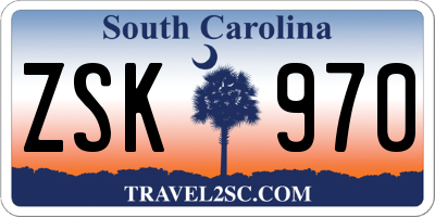 SC license plate ZSK970