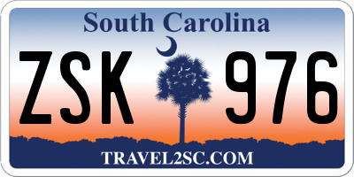 SC license plate ZSK976