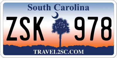 SC license plate ZSK978
