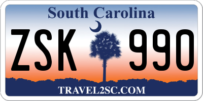 SC license plate ZSK990