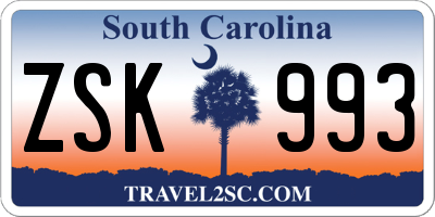 SC license plate ZSK993