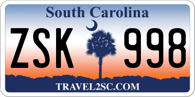 SC license plate ZSK998