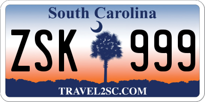 SC license plate ZSK999