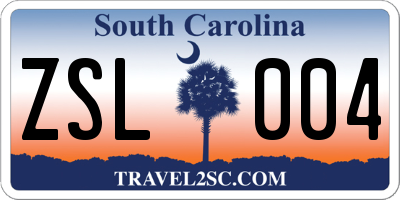 SC license plate ZSL004