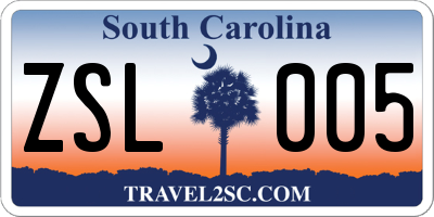 SC license plate ZSL005