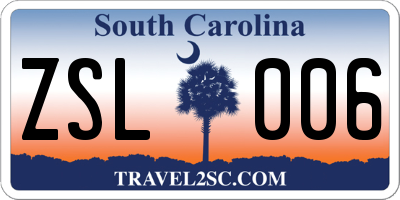 SC license plate ZSL006