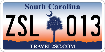 SC license plate ZSL013