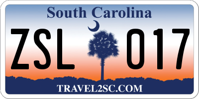 SC license plate ZSL017