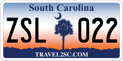 SC license plate ZSL022