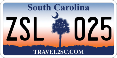 SC license plate ZSL025
