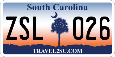 SC license plate ZSL026