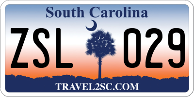 SC license plate ZSL029