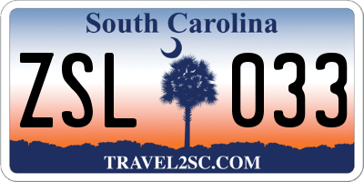 SC license plate ZSL033
